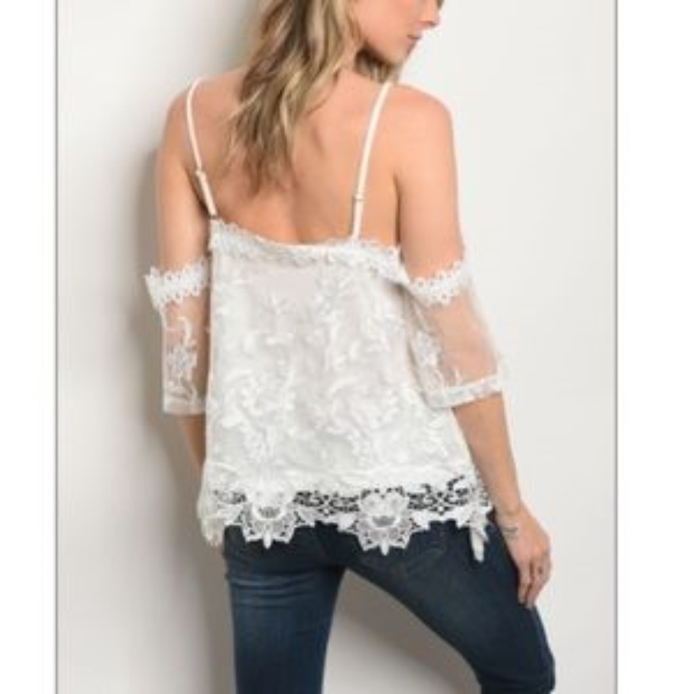 LAST 1 - Lace Off The Shoulder Top - Picture 2 of 2